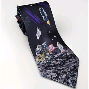 Man On Moon Nasa Apollo Spacecraft Astronomy Museum Artifacts Silk Necktie *Read